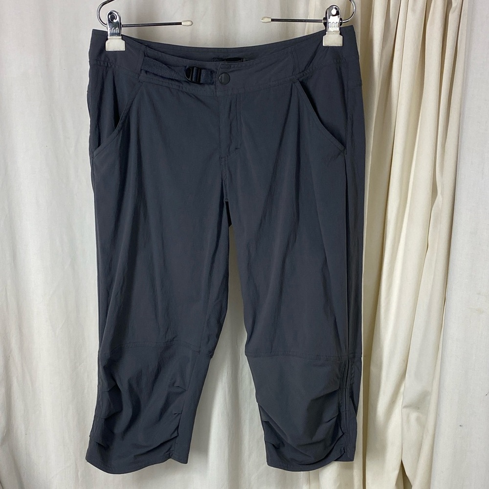 PRANA 10 Jasmine Knickers Capri Pants Nylon Hike Outdoor Gray Adjustable Waist